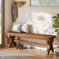 55" Solid Wood Entryway Bench, Farmhouse Indoor Bench Narrow Hallway Seat