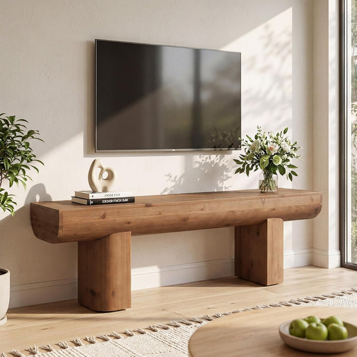 55" Solid Wood TV Stand, Farmhouse Entertainment Center for TVs up to 65" for Living Room