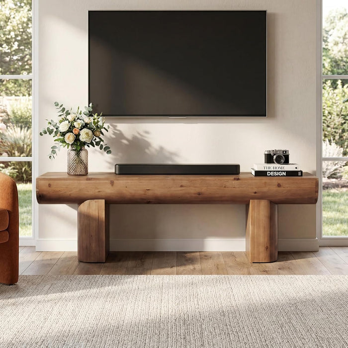55" Solid Wood TV Stand, Farmhouse Entertainment Center for TVs up to 65" for Living Room