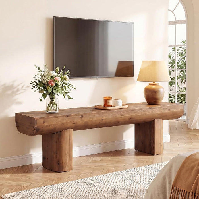 55" Solid Wood TV Stand, Farmhouse Entertainment Center for TVs up to 65" for Living Room