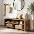 55.1" Entryway Bench with Storage, 2-Tier Farmhouse Shoe Storage Rack for Entryway