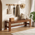 55.12" Solid Wood Entryway Bench, Farmhouse Indoor End of Bed Bench