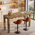 59" Bar Table for 4-6, Counter Height Pub Table with Wavy Curved Apron
