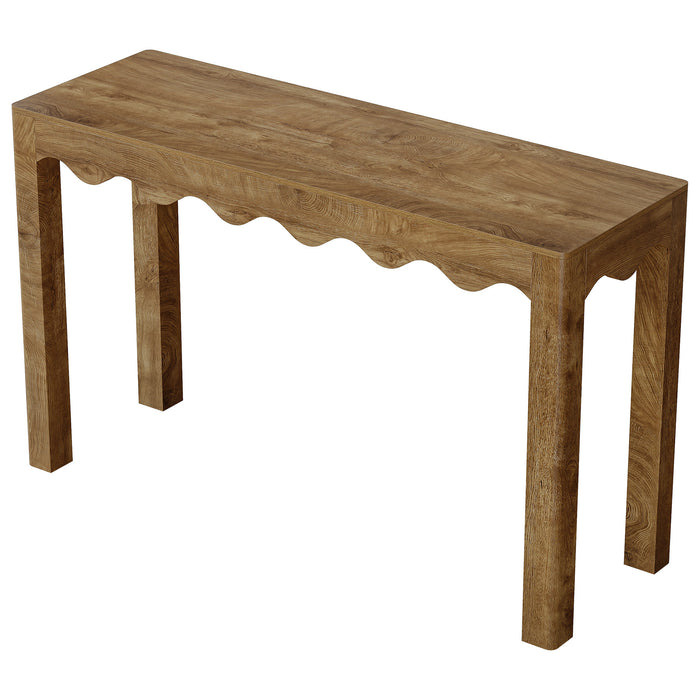 59" Bar Table for 4-6, Counter Height Pub Table with Wavy Curved Apron