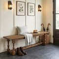 59.1" Solid Wood Entryway Bench with Turned Legs