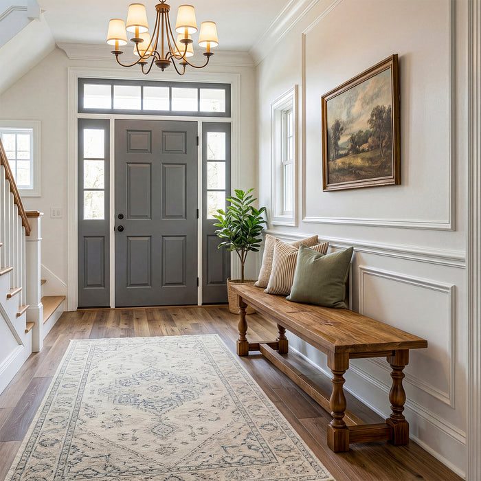 59.1" Solid Wood Entryway Bench with Turned Legs