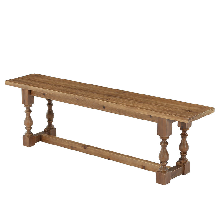 59.1" Solid Wood Entryway Bench with Turned Legs
