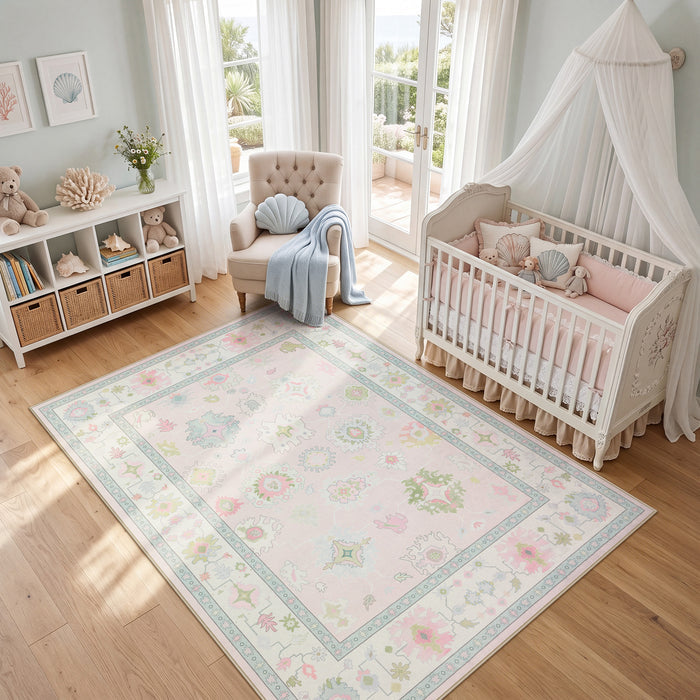 5x7 Boho Oushak Area Rug#Color_Light Pink