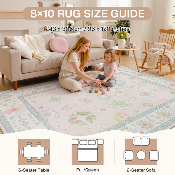 8x10 Boho Oushak Area Rug#Color_Light Pink