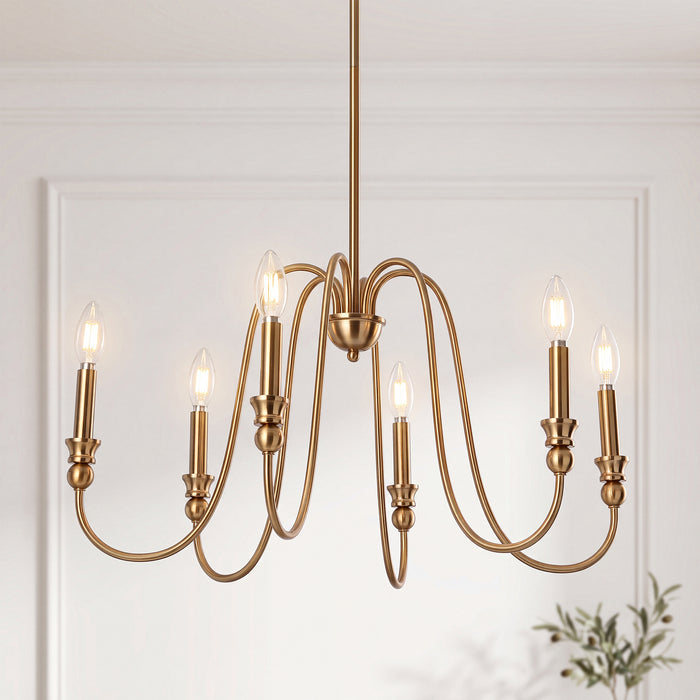 6-Light Chandelier, Modern Adjustable Ceiling Pendant Light Fixture with U-Shaped Arms