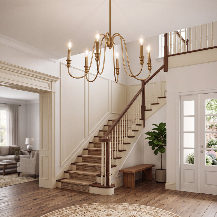 6-Light Chandelier, Modern Adjustable Ceiling Pendant Light Fixture with U-Shaped Arms