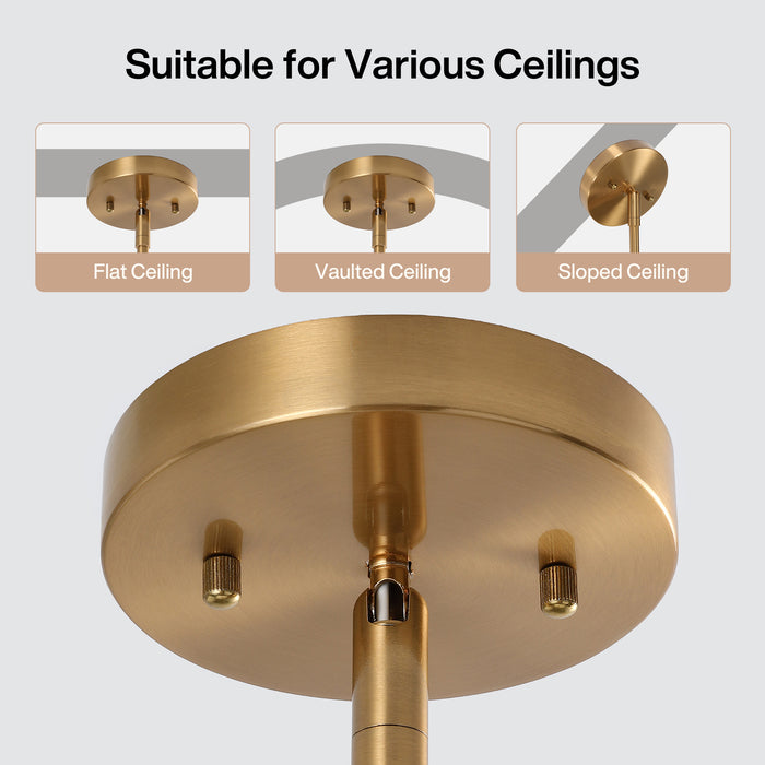 6-Light Chandelier, Modern Adjustable Ceiling Pendant Light Fixture with U-Shaped Arms
