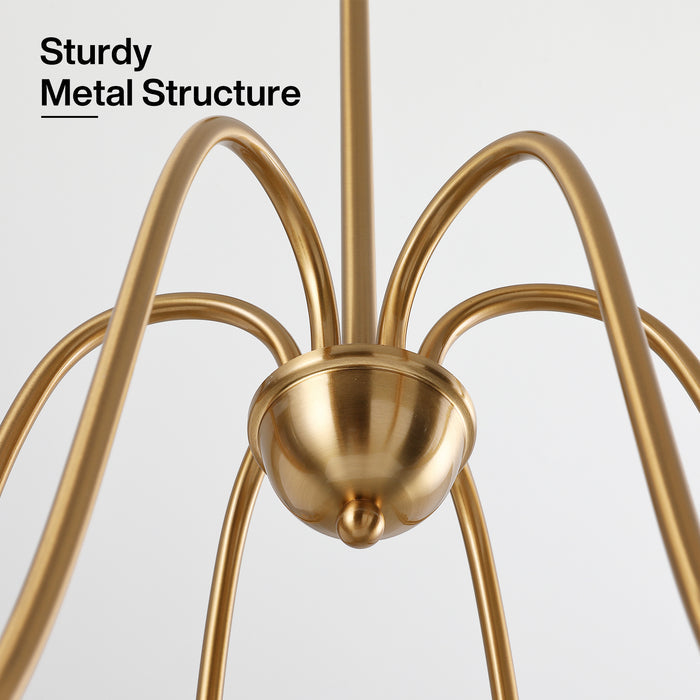 6-Light Chandelier, Modern Adjustable Ceiling Pendant Light Fixture with U-Shaped Arms