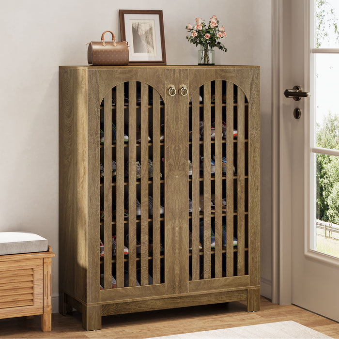6-Tier Shoe Cabinet, Entryway Shoe Storage Rack with Airy Doors