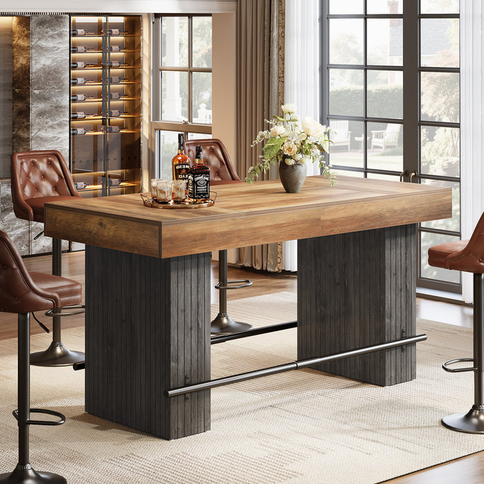 62.2" Bar Table, Industrial Counter Height Pub Dining Table