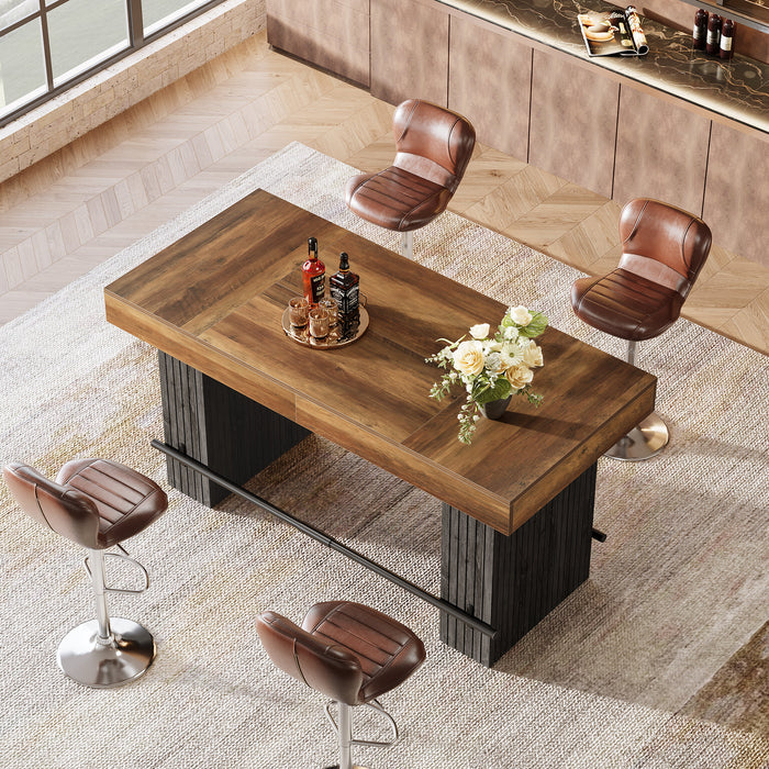 62.2" Bar Table, Industrial Counter Height Pub Dining Table