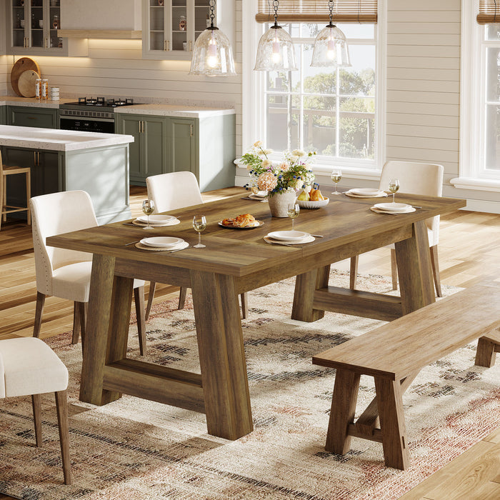 62.6" Dining Table for 4-6, Farmhouse Kitchen Table with Sturdy Legs