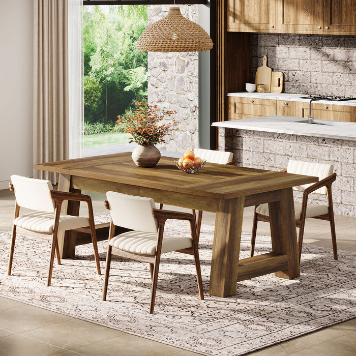 62.6" Dining Table for 4-6, Farmhouse Kitchen Table with Sturdy Legs