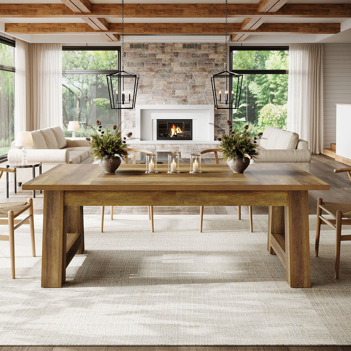 62.6" Dining Table for 4-6, Farmhouse Kitchen Table with Sturdy Legs
