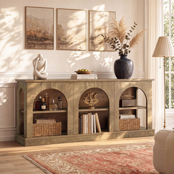 63" Arched Entryway Table, Low Profile Console Table for Hallway