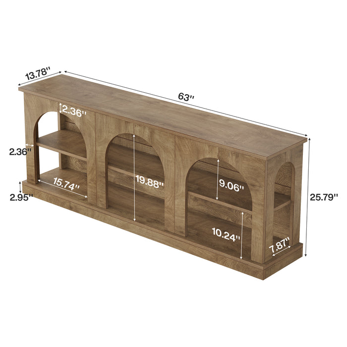 63" Arched Entryway Table, Low Profile Console Table for Hallway