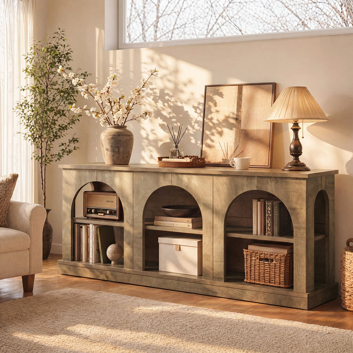 63" Arched Entryway Table, Low Profile Console Table for Hallway