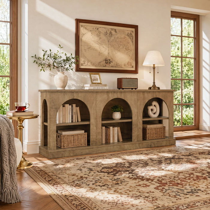 63" Arched Entryway Table, Low Profile Console Table for Hallway