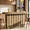 63" Bar Table, 2-Tier Bar Unit Counter Height Pub Table with Storage Shelves
