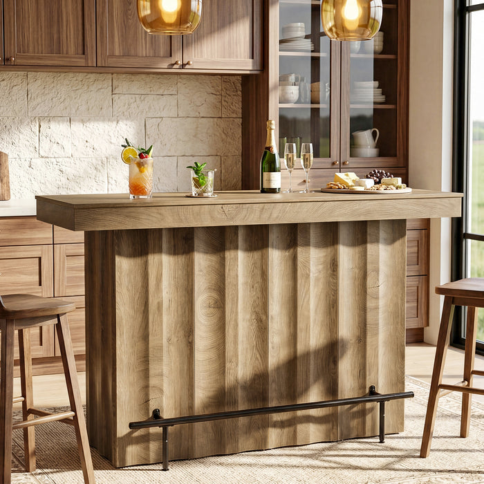 63" Bar Table, 2-Tier Bar Unit Counter Height Pub Table with Storage Shelves
