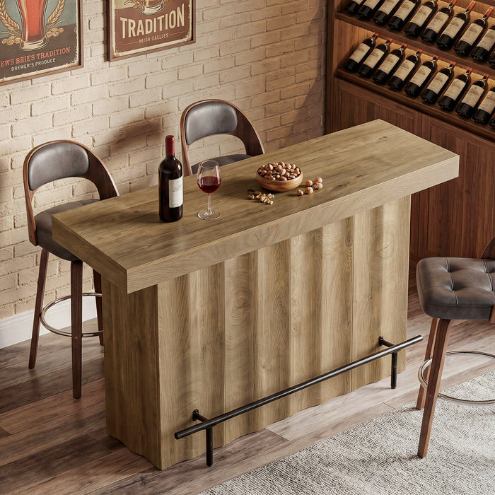 63" Bar Table, 2-Tier Bar Unit Counter Height Pub Table with Storage Shelves