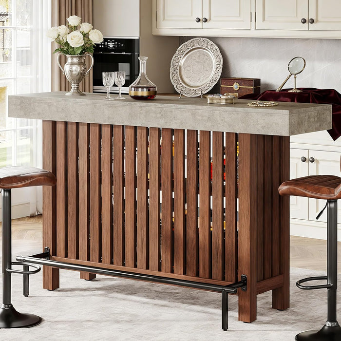 63" Bar Table, 2-Tier Home Bar Unit Height Pub Table Kitchen Island