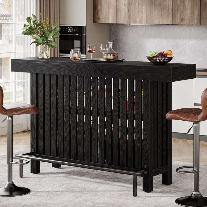 63" Bar Table, 2-Tier Home Bar Unit Height Pub Table Kitchen Island