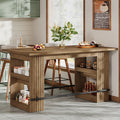 63" Bar Table, Counter Height Pub Dining Table with Storage Shelve Home Bar Units