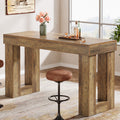 63" Bar Table, Counter Height Pub Table with Sturdy Rectangular Base