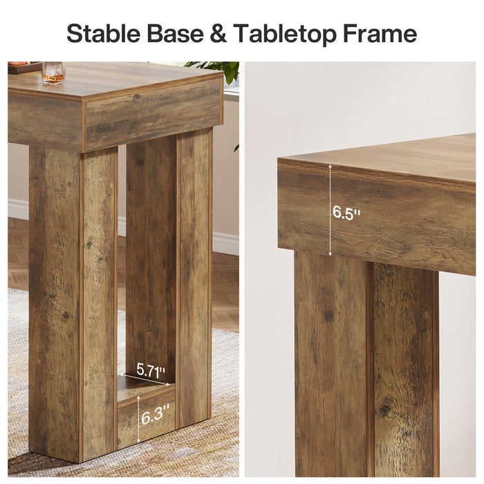 63" Bar Table, Counter Height Pub Table with Sturdy Rectangular Base