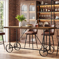 63" Bar Table, Industrial Counter Height Dining Table with Bicycle-Inspired Metal Base