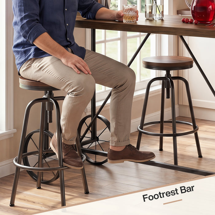 63" Bar Table, Industrial Counter Height Dining Table with Bicycle-Inspired Metal Base