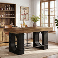63" Bar Table, Industrial Counter Height Pub Table with Metal Footrest for Kitchen