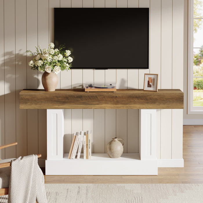 63" Console Table, Farmhouse 2-Tier Sofa Table for Living Room & Hallway