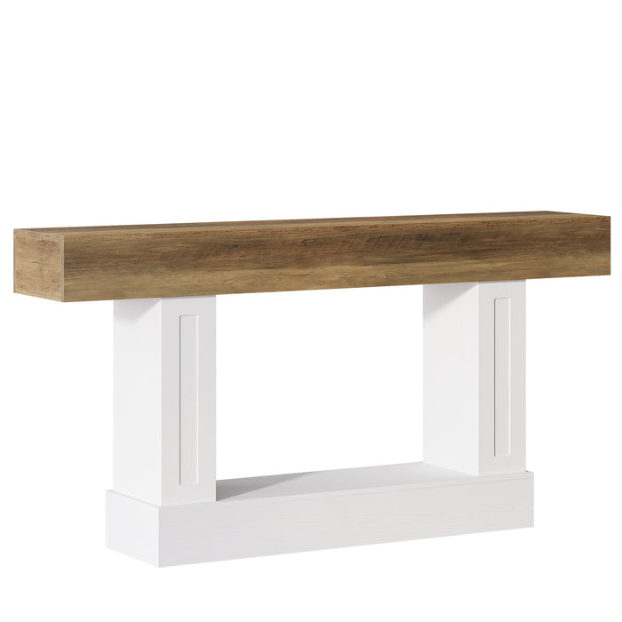 63" Console Table, Farmhouse 2-Tier Sofa Table for Living Room & Hallway
