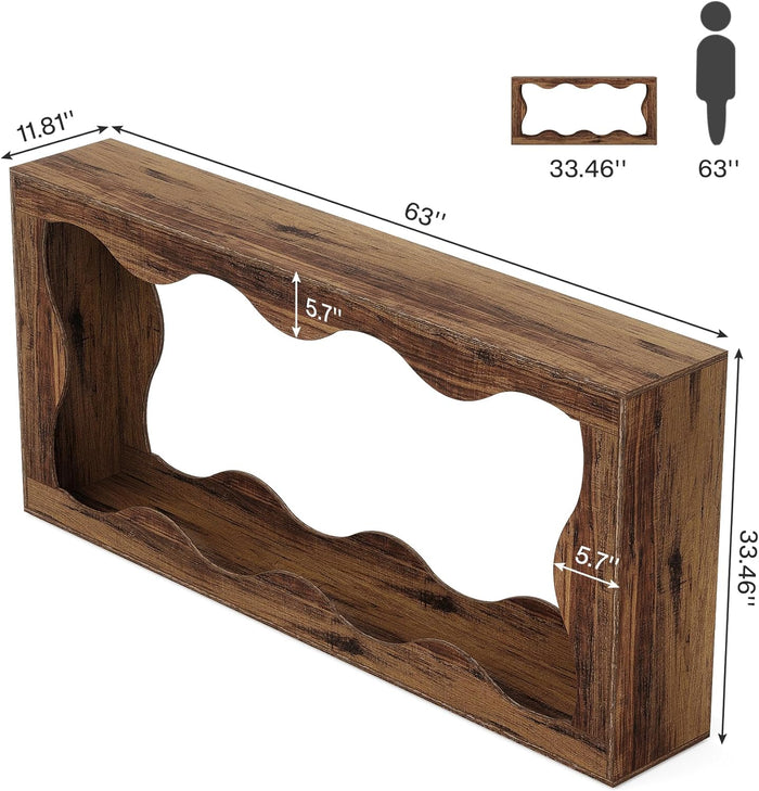 63" Console Table, Farmhouse Entryway Table Couch Table Behind Sofa Tribesigns#Color_Rustic Brown