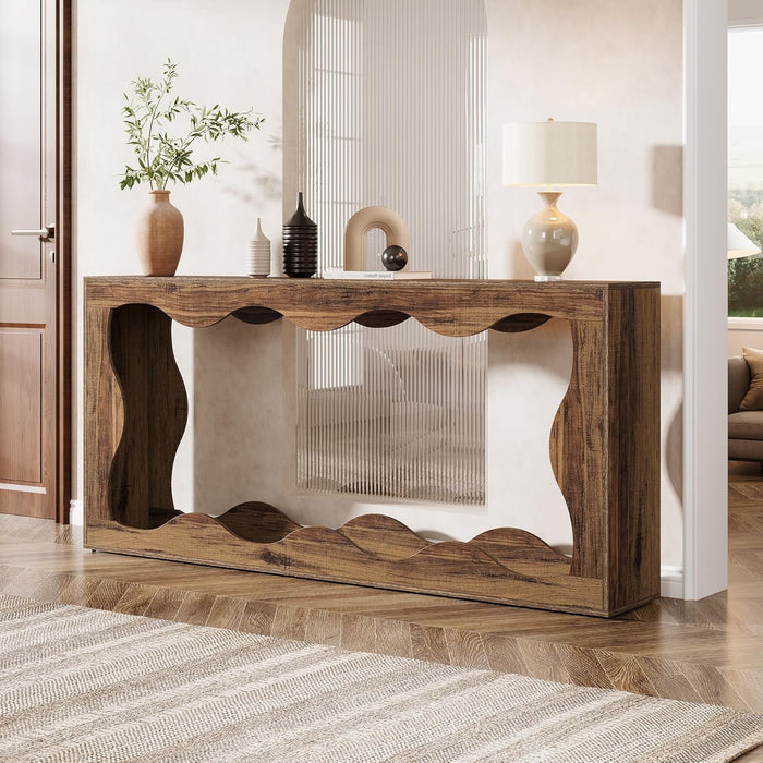 63" Console Table, Farmhouse Entryway Table Couch Table Behind Sofa Tribesigns