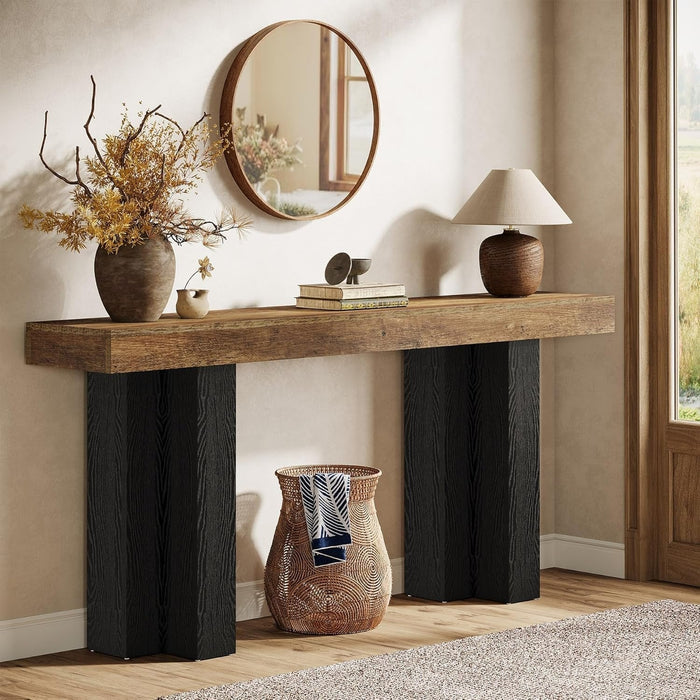 63" Console Table, Narrow Sofa Console Entryway Table with Sturdy Legs