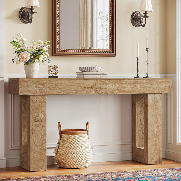 63" Console Table, Rectangular Sofa Entryway Table with Thick Legs