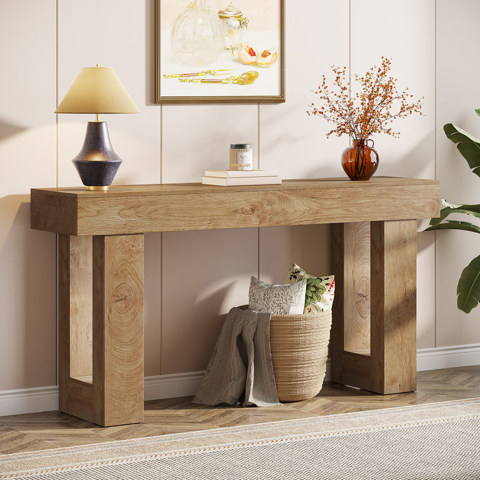 63" Console Table, Rectangular Sofa Entryway Table with Thick Legs
