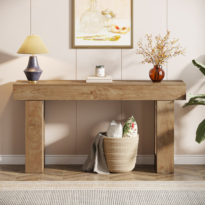 63" Console Table, Rectangular Sofa Entryway Table with Thick Legs