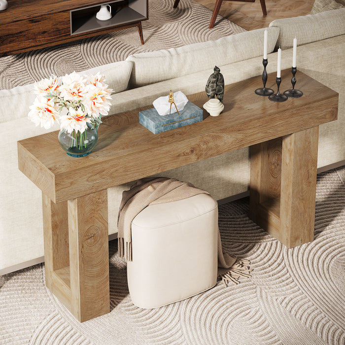 63" Console Table, Rectangular Sofa Entryway Table with Thick Legs