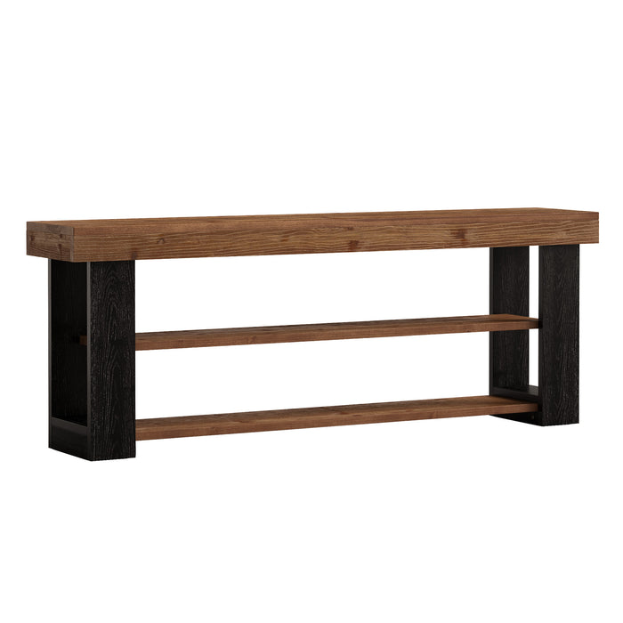 63" Console Table with 3-Tier Storage Shelves, Solid Wood Slim Entryway Sofa Table