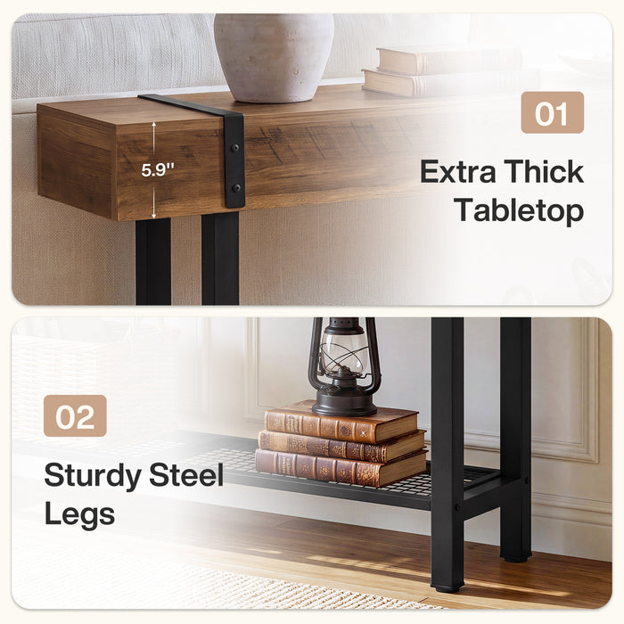 63" Console Table with Storage & Metal Base, Entryway Sofa Table, Hallway Living Room