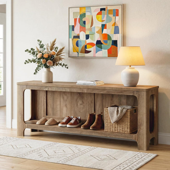 63" Console Table with Storage Shelf, 2-Tier Narrow Entryway Table for Hallway